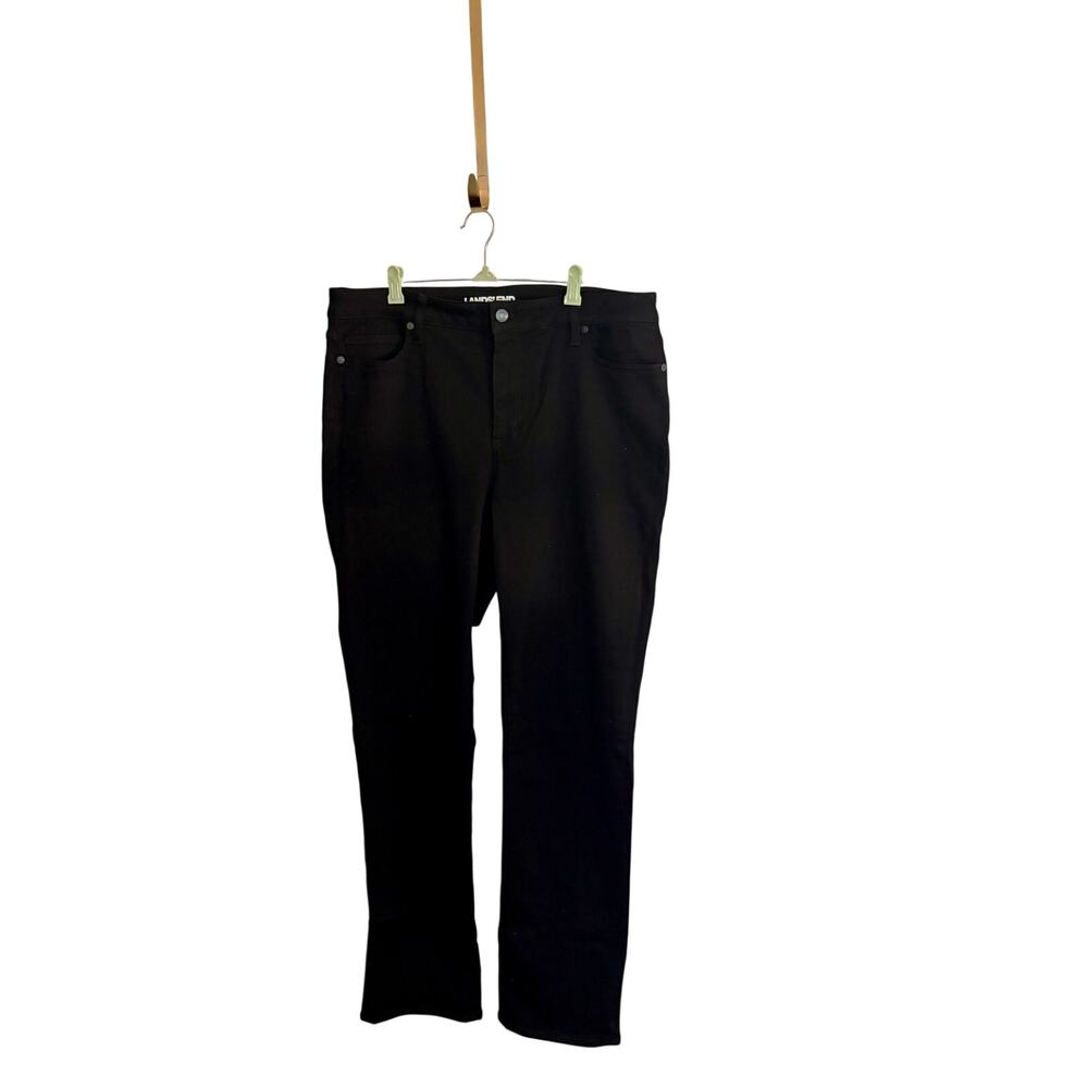 Lands’ End Women’s 16 Tall Black Mid Rise Straight Leg Stretch Capsule